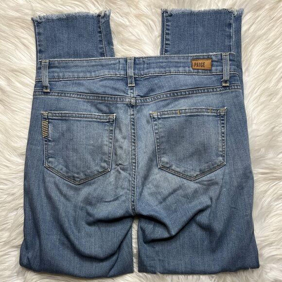 Paige Jayla Verdugo Cropped Distressed Jeans Light Wash Size 26 - Picture 3 of 3